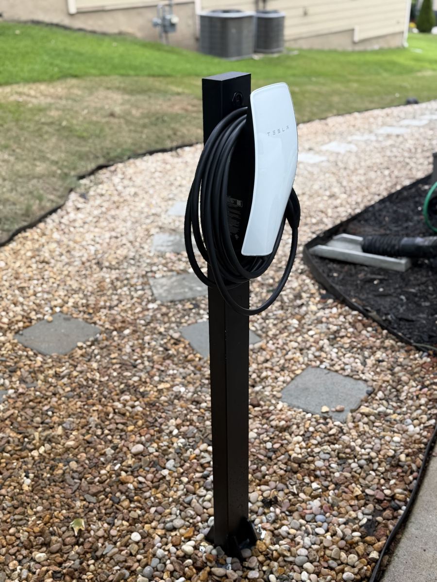 EV charger on a pedestal mount