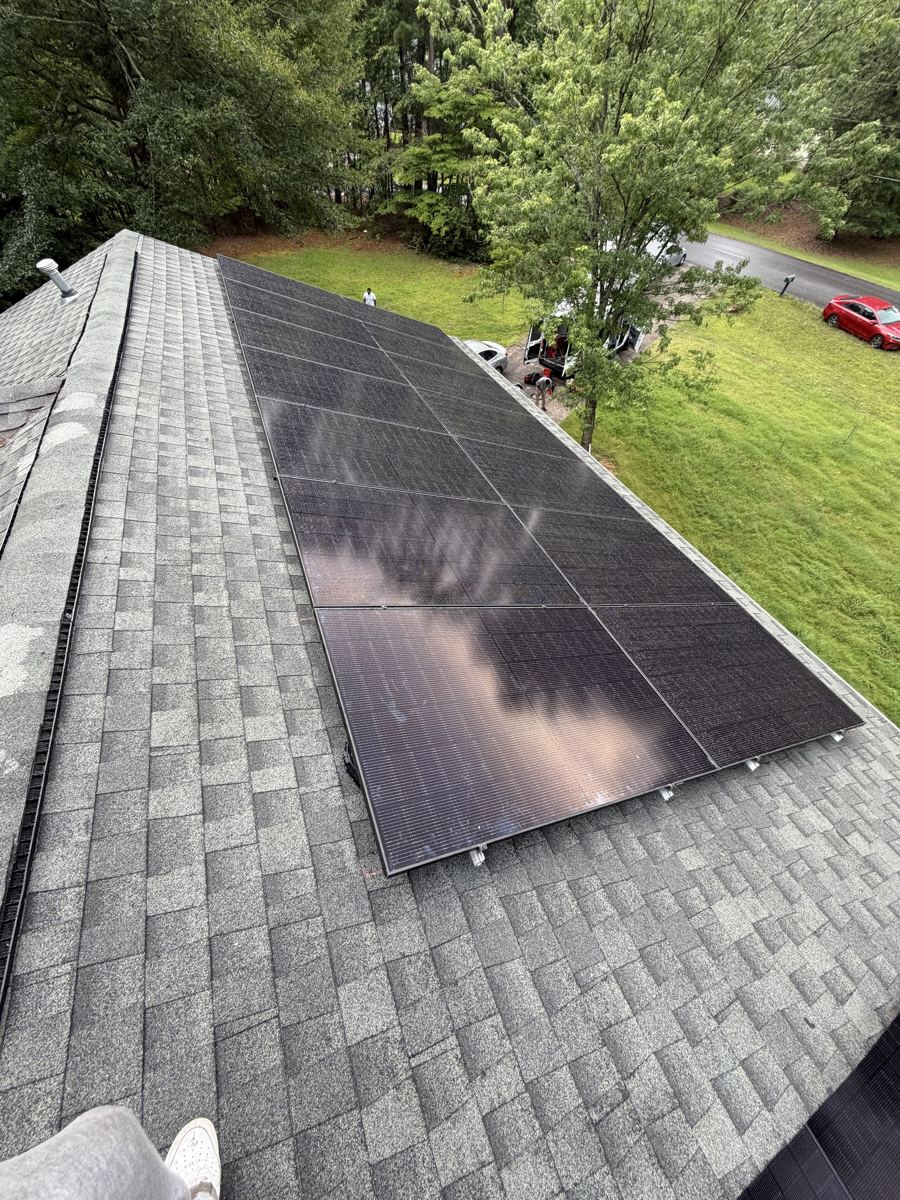 Residential solar array on a shingle roof